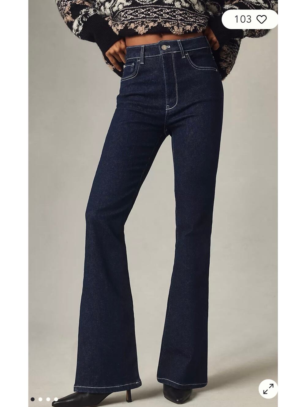 Pilcro Dark Indigo High-Rise Flare Jeans